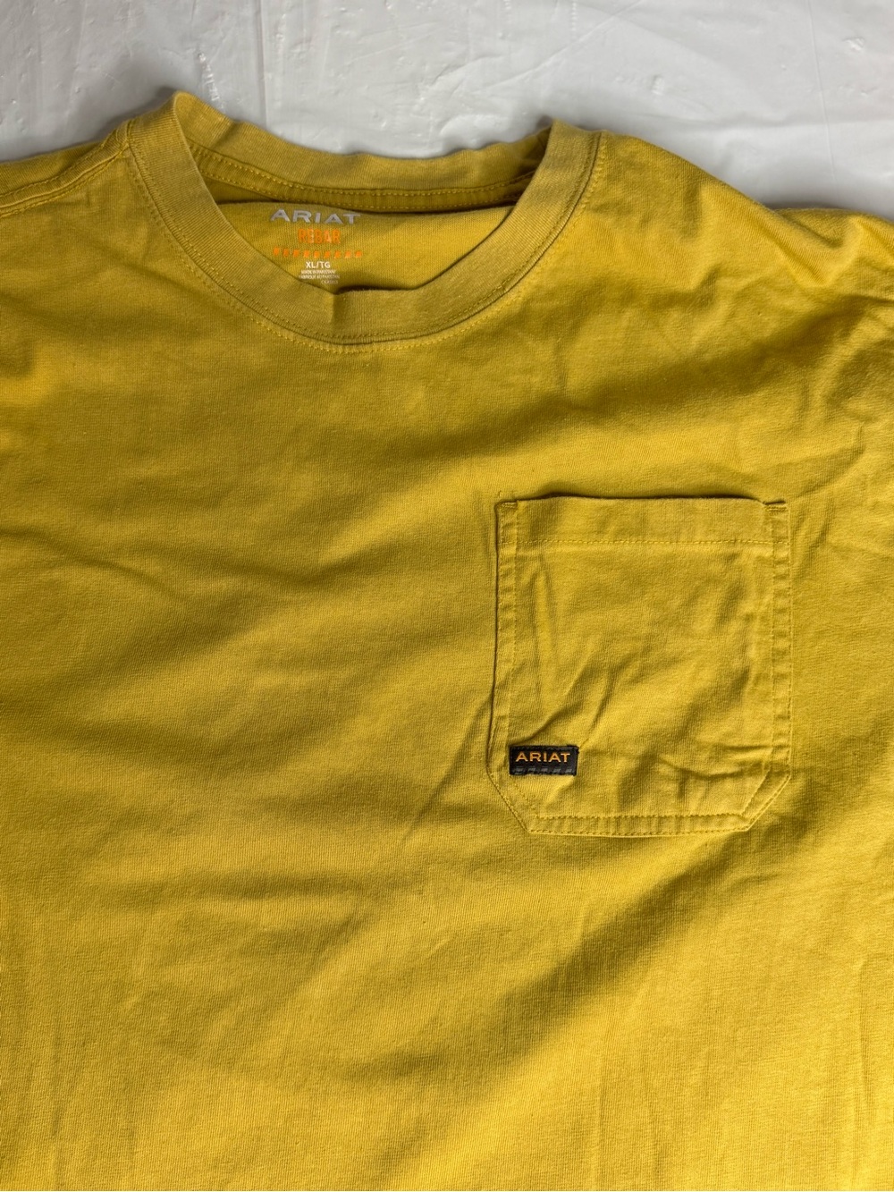 Ariat Rebar Long Sleeve Pocket T Shirt Mens XL Yellow Workwear Graphic Tee - Picture 4 of 6